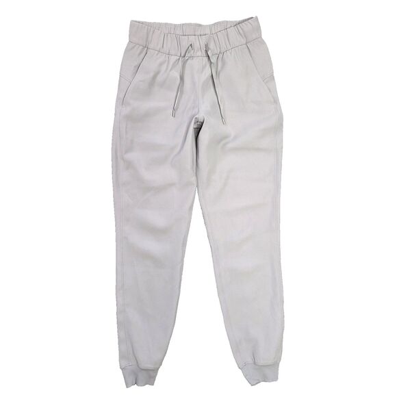 Lululemon On The Fly Jogger Pants Womens 2 Light Gray Drawstring Pockets Cuffed - Picture 1 of 9